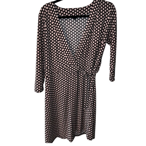 Ann Taylor Dress Womens Sz 8 True Wrap geometric career academia balletcore - Picture 1 of 9
